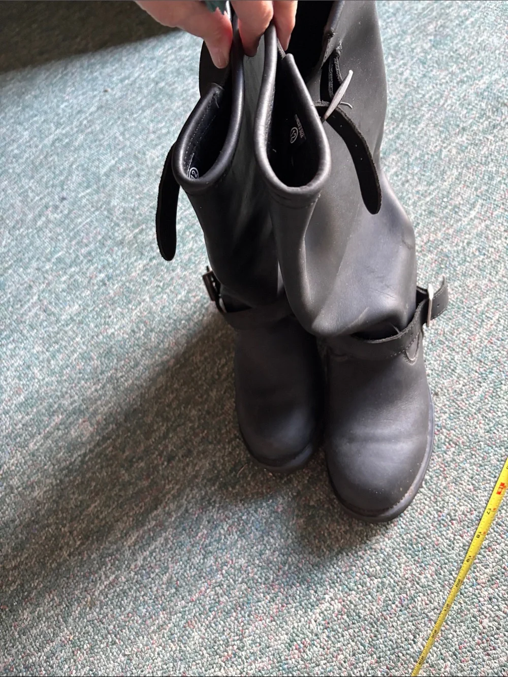 Black ride tecs steel toe Leather Men’s, Riders Boots.